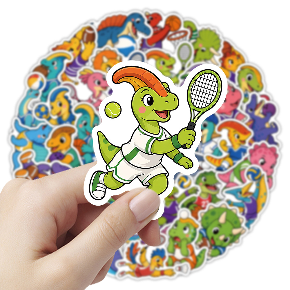 Fitness Journal Planner - Cartoon Sport Dino Dierenstickers 50 Stuks